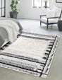 Black and White 9' 10 x 13' Tagine Rectangle Area Rug Durable 100% Polyester Modern Unique Easy Clean Carpet for Indoor Home Decor for Sale at Rug Engine