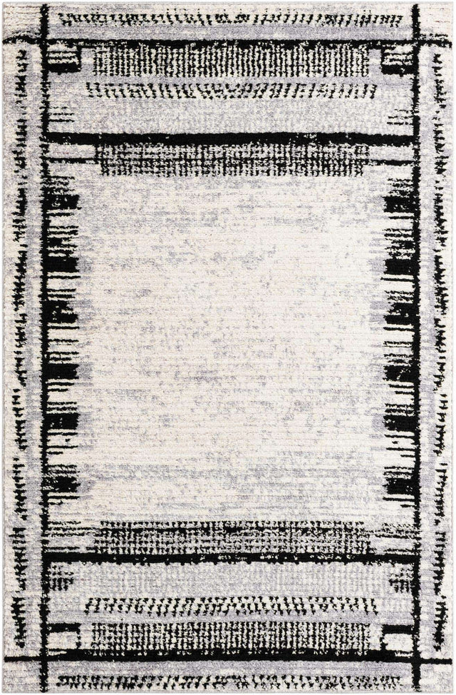 Black and White 5' 3 x 8' Tagine Rectangle Area Rug Durable 100% Polyester Modern Unique Easy Clean Carpet for Indoor Home Decor for Sale at Rug Engine