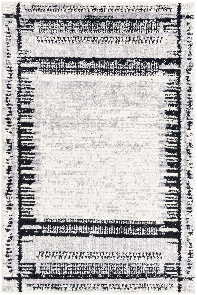 Black and White 4' x 6' Tagine Rectangle Area Rug Durable 100% Polyester Modern Unique Easy Clean Carpet for Indoor Home Decor for Sale at Rug Engine