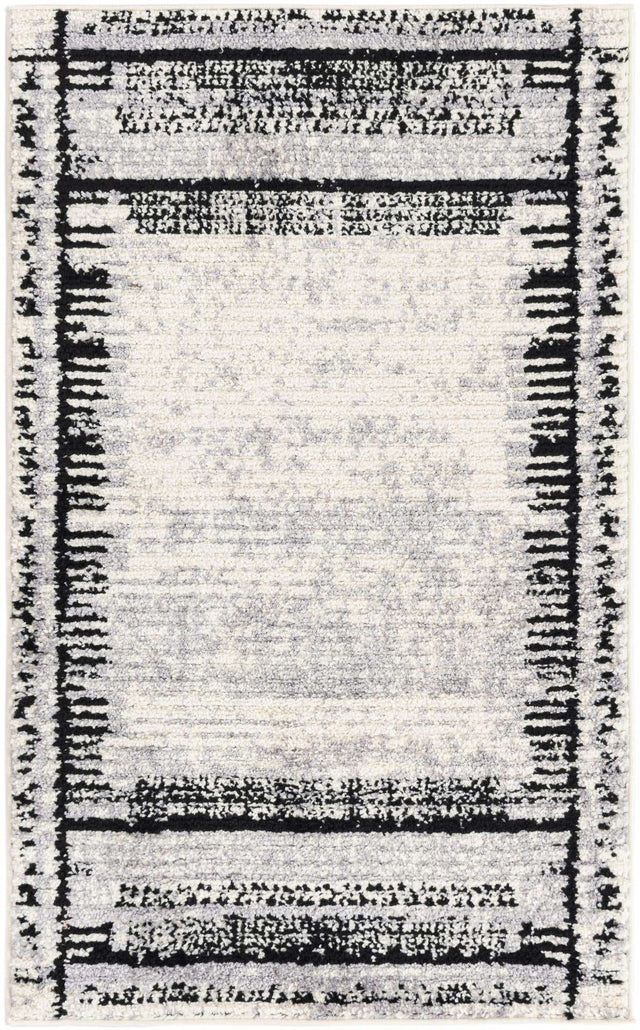 Black and White 3' 3 x 5' 3 Tagine Rectangle Area Rug Durable 100% Polyester Modern Unique Easy Clean Carpet for Indoor Home Decor for Sale at Rug Engine