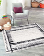 Black and White 5' 3 x 5' 3 Tagine Square Area Rug Durable 100% Polyester Modern Unique Easy Clean Carpet for Indoor Home Decor for Sale at Rug Engine