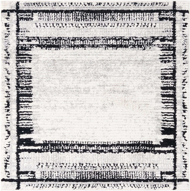 Black and White 5' 3 x 5' 3 Tagine Square Area Rug Durable 100% Polyester Modern Unique Easy Clean Carpet for Indoor Home Decor for Sale at Rug Engine