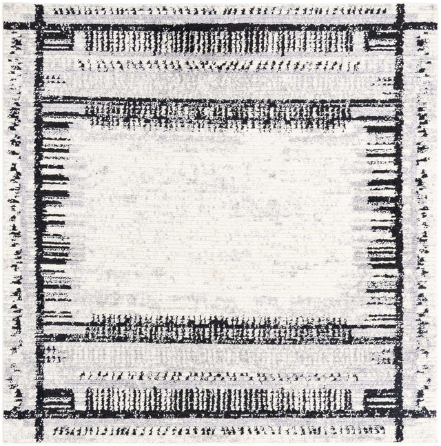 Black and White 7' 10 x 7' 10 Tagine Square Area Rug Durable 100% Polyester Modern Unique Easy Clean Carpet for Indoor Home Decor for Sale at Rug Engine