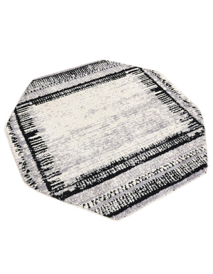 Black and White 5' 3 x 5' 3 Tagine Octagon Area Rug Durable 100% Polyester Modern Unique Easy Clean Carpet for Indoor Home Decor for Sale at Rug Engine