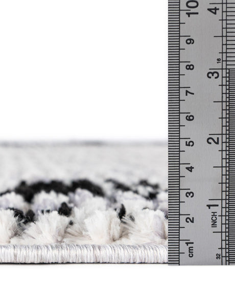 Black and White 7' 10 x 7' 10 Tagine Octagon Area Rug Durable 100% Polyester Modern Unique Easy Clean Carpet for Indoor Home Decor for Sale at Rug Engine