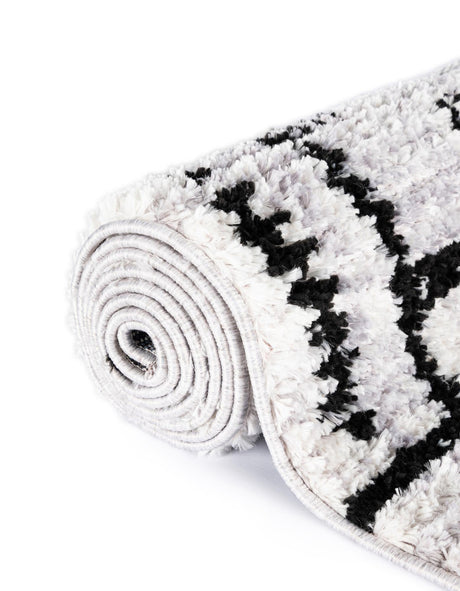 Black and White 5' 3 x 5' 3 Tagine Octagon Area Rug Durable 100% Polyester Modern Unique Easy Clean Carpet for Indoor Home Decor for Sale at Rug Engine