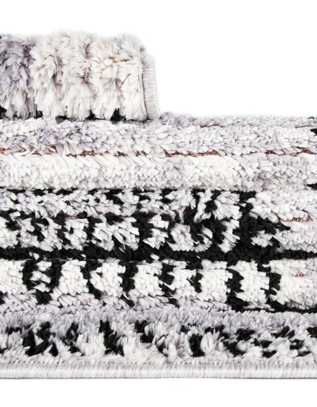 Black and White 7' 10 x 7' 10 Tagine Octagon Area Rug Durable 100% Polyester Modern Unique Easy Clean Carpet for Indoor Home Decor for Sale at Rug Engine