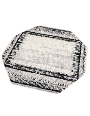 Black and White 5' 3 x 5' 3 Tagine Octagon Area Rug Durable 100% Polyester Modern Unique Easy Clean Carpet for Indoor Home Decor for Sale at Rug Engine