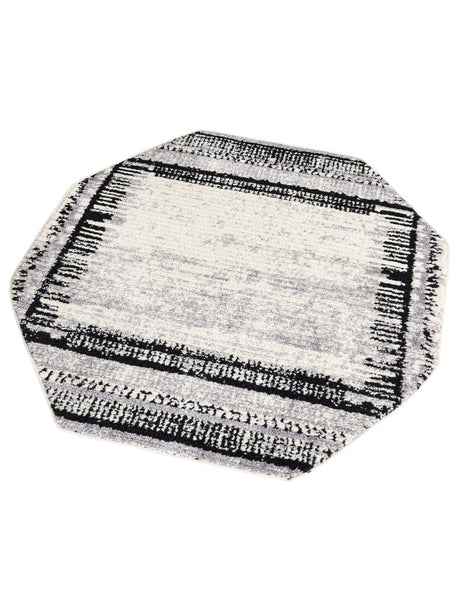 Black and White 5' 3 x 5' 3 Tagine Octagon Area Rug Durable 100% Polyester Modern Unique Easy Clean Carpet for Indoor Home Decor for Sale at Rug Engine