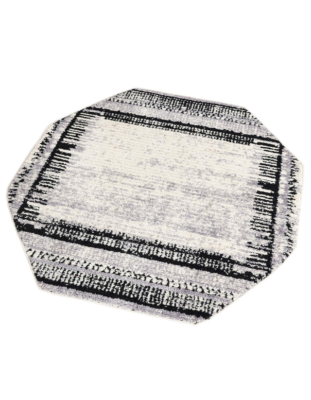 Black and White 5' 3 x 5' 3 Tagine Octagon Area Rug Durable 100% Polyester Modern Unique Easy Clean Carpet for Indoor Home Decor for Sale at Rug Engine
