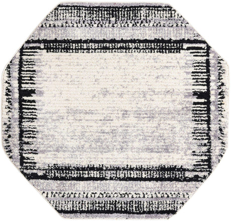 Black and White 5' 3 x 5' 3 Tagine Octagon Area Rug Durable 100% Polyester Modern Unique Easy Clean Carpet for Indoor Home Decor for Sale at Rug Engine