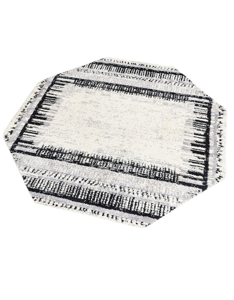Black and White 7' 10 x 7' 10 Tagine Octagon Area Rug Durable 100% Polyester Modern Unique Easy Clean Carpet for Indoor Home Decor for Sale at Rug Engine