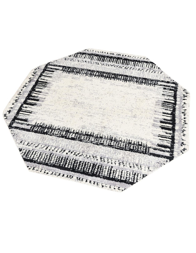 Black and White 7' 10 x 7' 10 Tagine Octagon Area Rug Durable 100% Polyester Modern Unique Easy Clean Carpet for Indoor Home Decor for Sale at Rug Engine