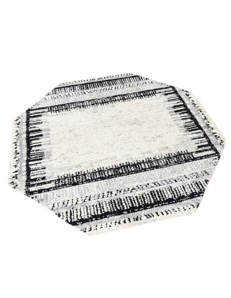 Black and White 7' 10 x 7' 10 Tagine Octagon Area Rug Durable 100% Polyester Modern Unique Easy Clean Carpet for Indoor Home Decor for Sale at Rug Engine