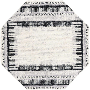 Black and White 7' 10 x 7' 10 Tagine Octagon Area Rug Durable 100% Polyester Modern Unique Easy Clean Carpet for Indoor Home Decor for Sale at Rug Engine