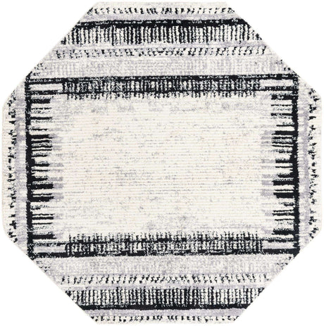 Black and White 7' 10 x 7' 10 Tagine Octagon Area Rug Durable 100% Polyester Modern Unique Easy Clean Carpet for Indoor Home Decor for Sale at Rug Engine