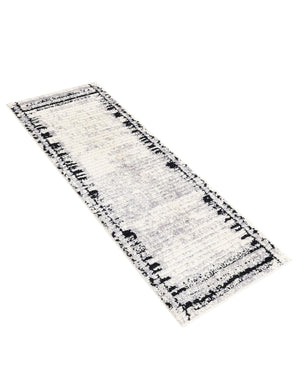 Black and White 2' x 5' Tagine Runner Area Rug Durable 100% Polyester Modern Unique Easy Clean Carpet for Indoor Home Decor for Sale at Rug Engine