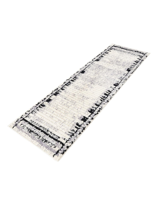 Black and White 2' x 5' Tagine Runner Area Rug Durable 100% Polyester Modern Unique Easy Clean Carpet for Indoor Home Decor for Sale at Rug Engine