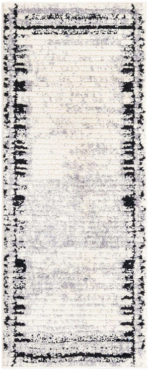 Black and White 2' x 5' Tagine Runner Area Rug Durable 100% Polyester Modern Unique Easy Clean Carpet for Indoor Home Decor for Sale at Rug Engine