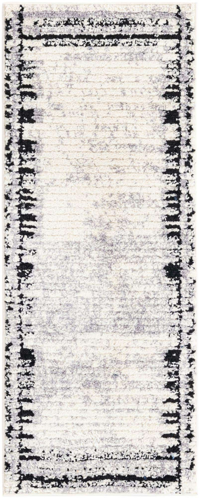 Black and White 2' x 5' Tagine Runner Area Rug Durable 100% Polyester Modern Unique Easy Clean Carpet for Indoor Home Decor for Sale at Rug Engine