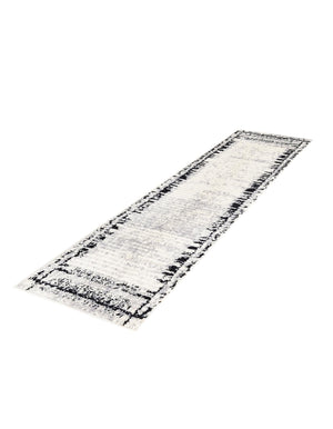 Black and White 2' x 6' Tagine Runner Area Rug Durable 100% Polyester Modern Unique Easy Clean Carpet for Indoor Home Decor for Sale at Rug Engine