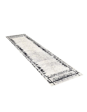 Black and White 2' x 6' Tagine Runner Area Rug Durable 100% Polyester Modern Unique Easy Clean Carpet for Indoor Home Decor for Sale at Rug Engine
