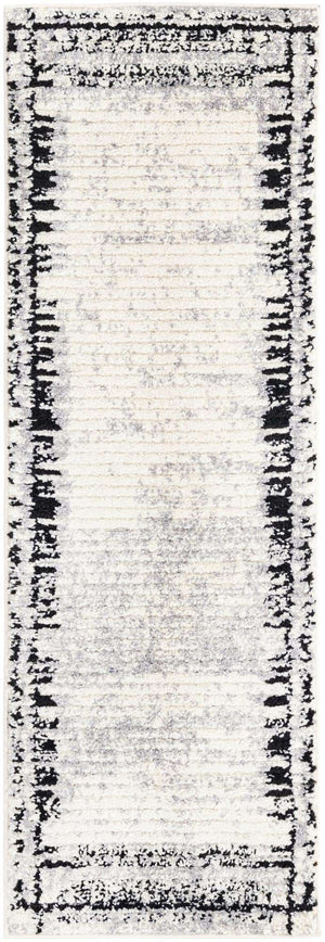 Black and White 2' x 6' Tagine Runner Area Rug Durable 100% Polyester Modern Unique Easy Clean Carpet for Indoor Home Decor for Sale at Rug Engine