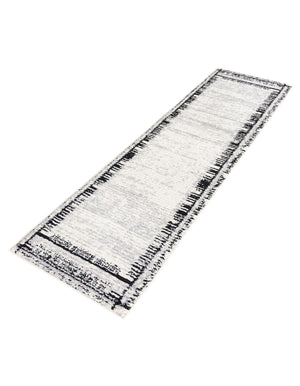 Black and White 2' x 10' Tagine Runner Area Rug Durable 100% Polyester Modern Unique Easy Clean Carpet for Indoor Home Decor for Sale at Rug Engine