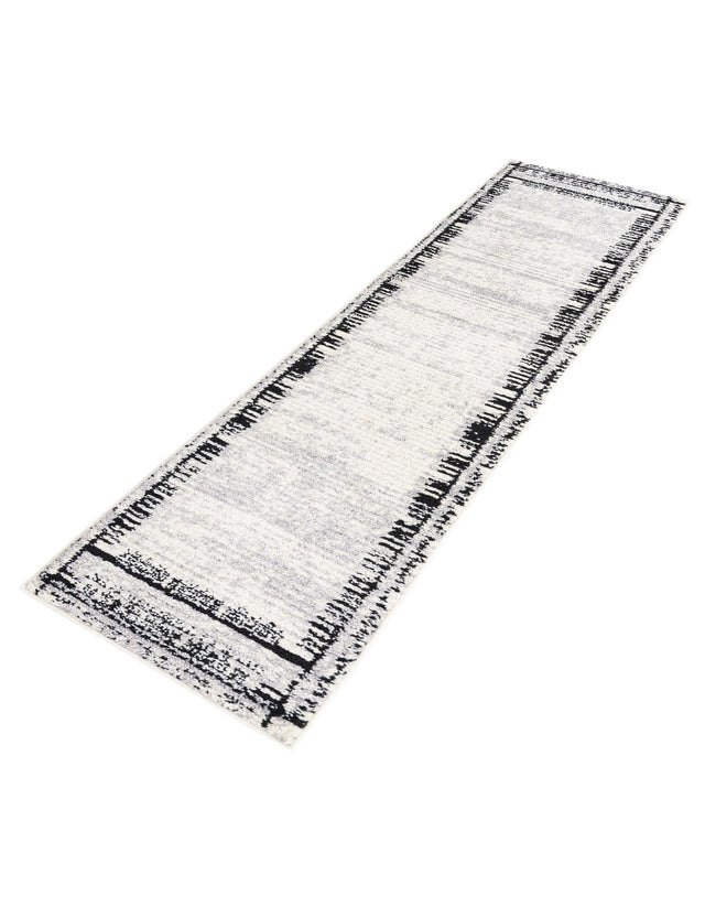 Black and White 2' x 10' Tagine Runner Area Rug Durable 100% Polyester Modern Unique Easy Clean Carpet for Indoor Home Decor for Sale at Rug Engine