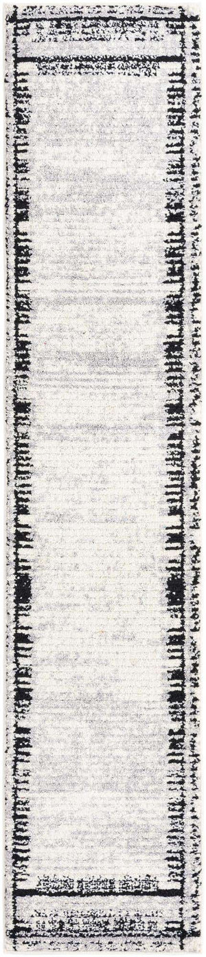 Black and White 2' x 10' Tagine Runner Area Rug Durable 100% Polyester Modern Unique Easy Clean Carpet for Indoor Home Decor for Sale at Rug Engine