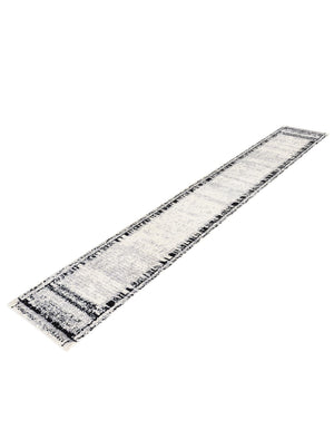 Black and White 2' 7 x 12' Tagine Runner Area Rug Durable 100% Polyester Modern Unique Easy Clean Carpet for Indoor Home Decor for Sale at Rug Engine