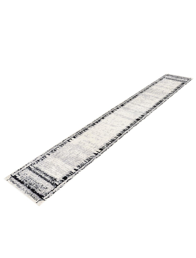 Black and White 2' 7 x 12' Tagine Runner Area Rug Durable 100% Polyester Modern Unique Easy Clean Carpet for Indoor Home Decor for Sale at Rug Engine
