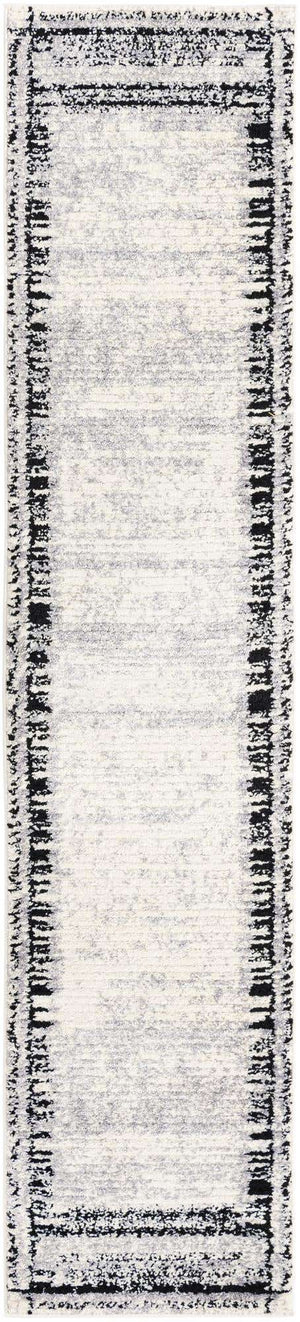 Black and White 2' 7 x 12' Tagine Runner Area Rug Durable 100% Polyester Modern Unique Easy Clean Carpet for Indoor Home Decor for Sale at Rug Engine