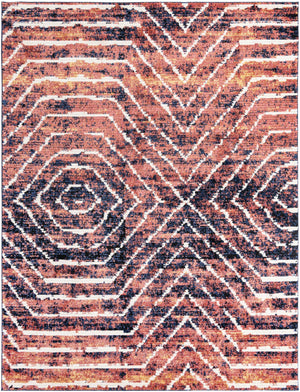 Rust Orange 9' x 12' Tagine Rectangle Area Rug Durable 100% Polyester Modern Unique Easy Clean Carpet for Indoor Home Decor for Sale at Rug Engine