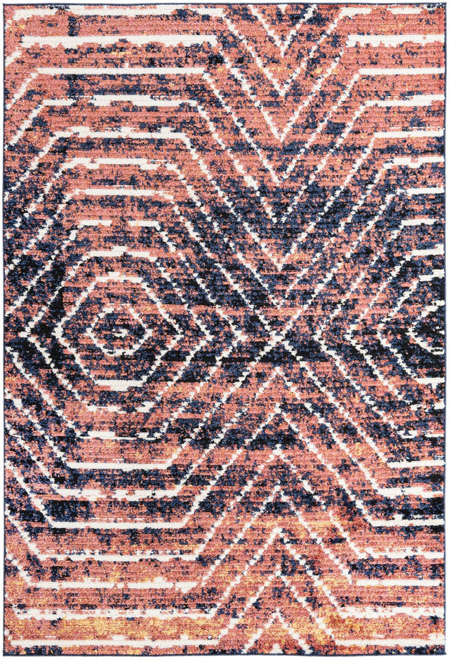 Rust Orange 6' x 9' Tagine Rectangle Area Rug Durable 100% Polyester Modern Unique Easy Clean Carpet for Indoor Home Decor for Sale at Rug Engine