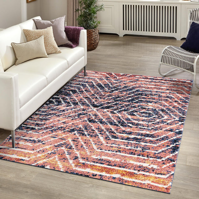 Rust Orange 4' x 6' Tagine Rectangle Area Rug Durable 100% Polyester Modern Unique Easy Clean Carpet for Indoor Home Decor for Sale at Rug Engine