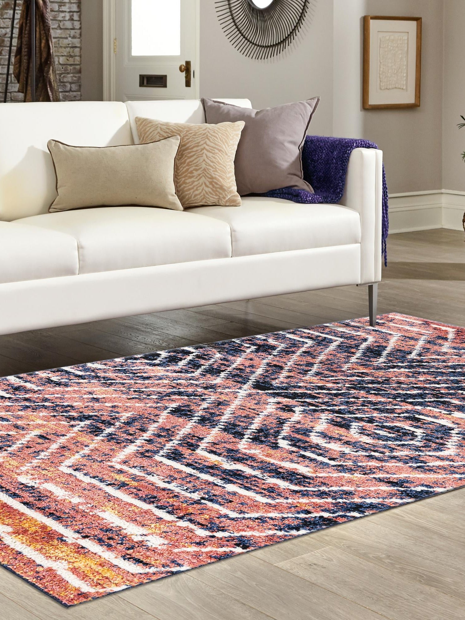 Rust Orange 6' x 9' Tagine Rectangle Area Rug Durable 100% Polyester Modern Unique Easy Clean Carpet for Indoor Home Decor for Sale at Rug Engine