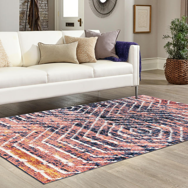 Rust Orange 9' x 12' Tagine Rectangle Area Rug Durable 100% Polyester Modern Unique Easy Clean Carpet for Indoor Home Decor for Sale at Rug Engine