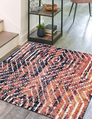 Rust Orange 7' 10 x 7' 10 Tagine Square Area Rug Durable 100% Polyester Modern Unique Easy Clean Carpet for Indoor Home Decor for Sale at Rug Engine