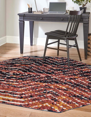 Rust Orange 7' 10 x 7' 10 Tagine Octagon Area Rug Durable 100% Polyester Modern Unique Easy Clean Carpet for Indoor Home Decor for Sale at Rug Engine