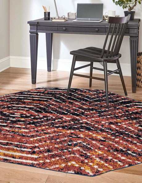Rust Orange 7' 10 x 7' 10 Tagine Octagon Area Rug Durable 100% Polyester Modern Unique Easy Clean Carpet for Indoor Home Decor for Sale at Rug Engine