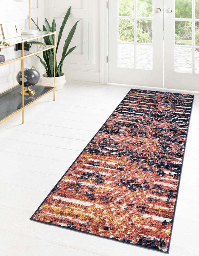 Rust Orange 2' 7 x 12' Tagine Runner Area Rug Durable 100% Polyester Modern Unique Easy Clean Carpet for Indoor Home Decor for Sale at Rug Engine
