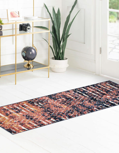 Rust Orange 2' x 7' 10 Tagine Runner Area Rug Durable 100% Polyester Modern Unique Easy Clean Carpet for Indoor Home Decor for Sale at Rug Engine