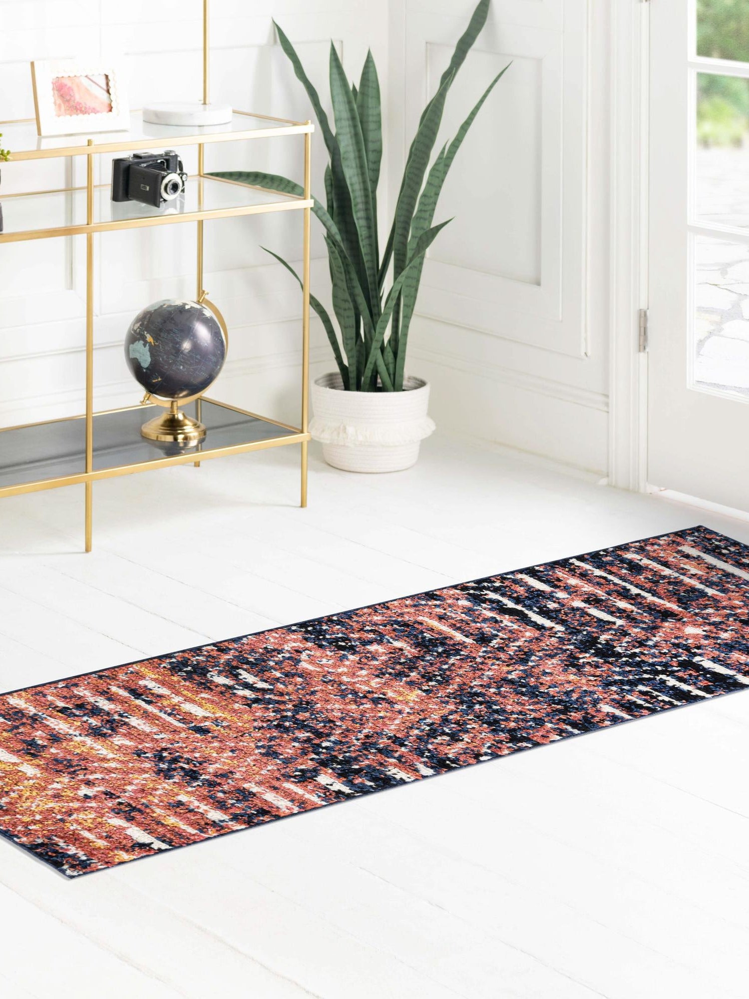 Rust Orange 2' 7 x 12' Tagine Runner Area Rug Durable 100% Polyester Modern Unique Easy Clean Carpet for Indoor Home Decor for Sale at Rug Engine