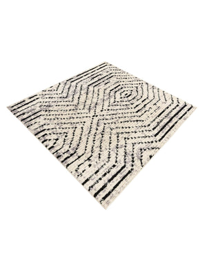 Black and White 5' 3 x 5' 3 Tagine Square Area Rug Durable 100% Polyester Modern Unique Easy Clean Carpet for Indoor Home Decor for Sale at Rug Engine