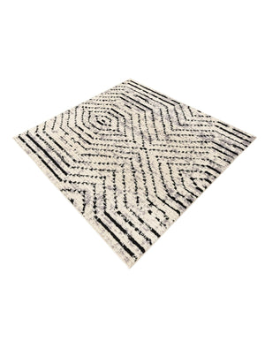 Black and White 5' 3 x 5' 3 Tagine Square Area Rug Durable 100% Polyester Modern Unique Easy Clean Carpet for Indoor Home Decor for Sale at Rug Engine