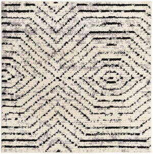 Black and White 5' 3 x 5' 3 Tagine Square Area Rug Durable 100% Polyester Modern Unique Easy Clean Carpet for Indoor Home Decor for Sale at Rug Engine