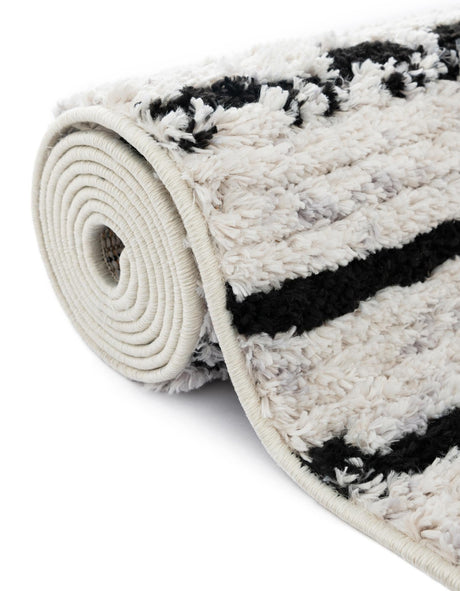 Black and White 7' 10 x 7' 10 Tagine Octagon Area Rug Durable 100% Polyester Modern Unique Easy Clean Carpet for Indoor Home Decor for Sale at Rug Engine