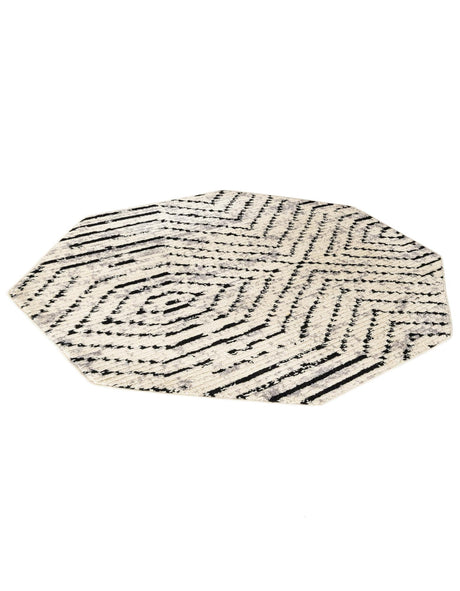 Black and White 5' 3 x 5' 3 Tagine Octagon Area Rug Durable 100% Polyester Modern Unique Easy Clean Carpet for Indoor Home Decor for Sale at Rug Engine