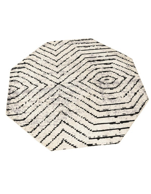 Black and White 7' 10 x 7' 10 Tagine Octagon Area Rug Durable 100% Polyester Modern Unique Easy Clean Carpet for Indoor Home Decor for Sale at Rug Engine